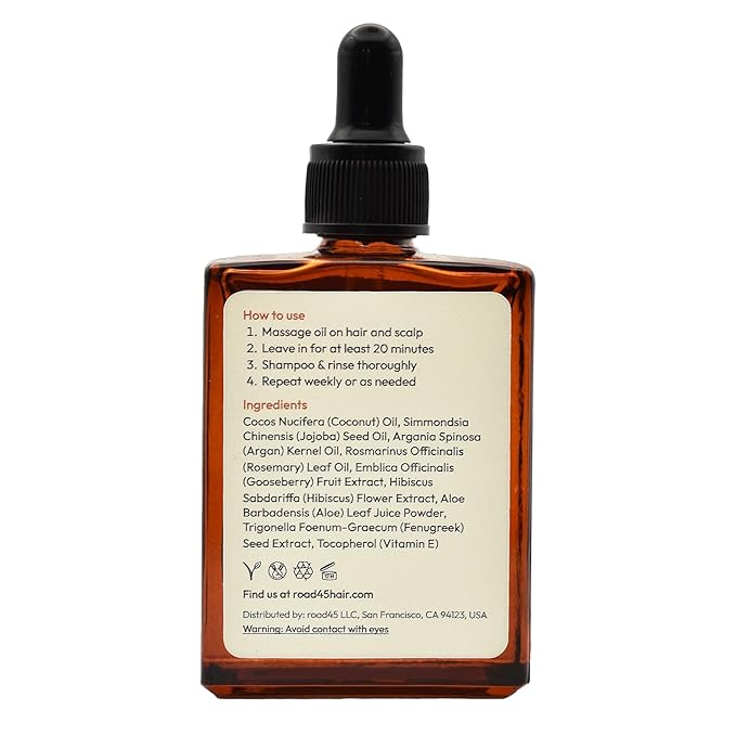 road45 Heritage Hair Oil | Nourishing prewash blend | For dry, damaged, or frizzy hair | 100% Organic ayurvedic formula | Rosemary infused