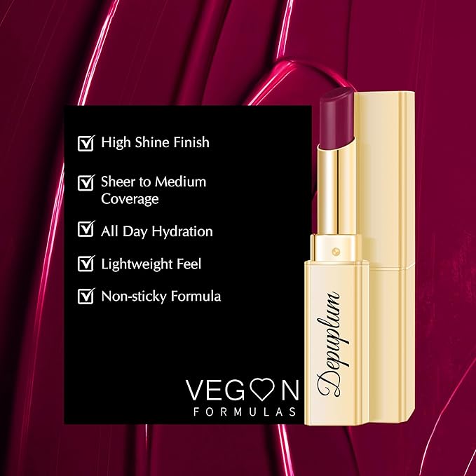 Depuplum Dark Purple Lipstick for Women Moisture Lip Gloss Tinted Lip Balm