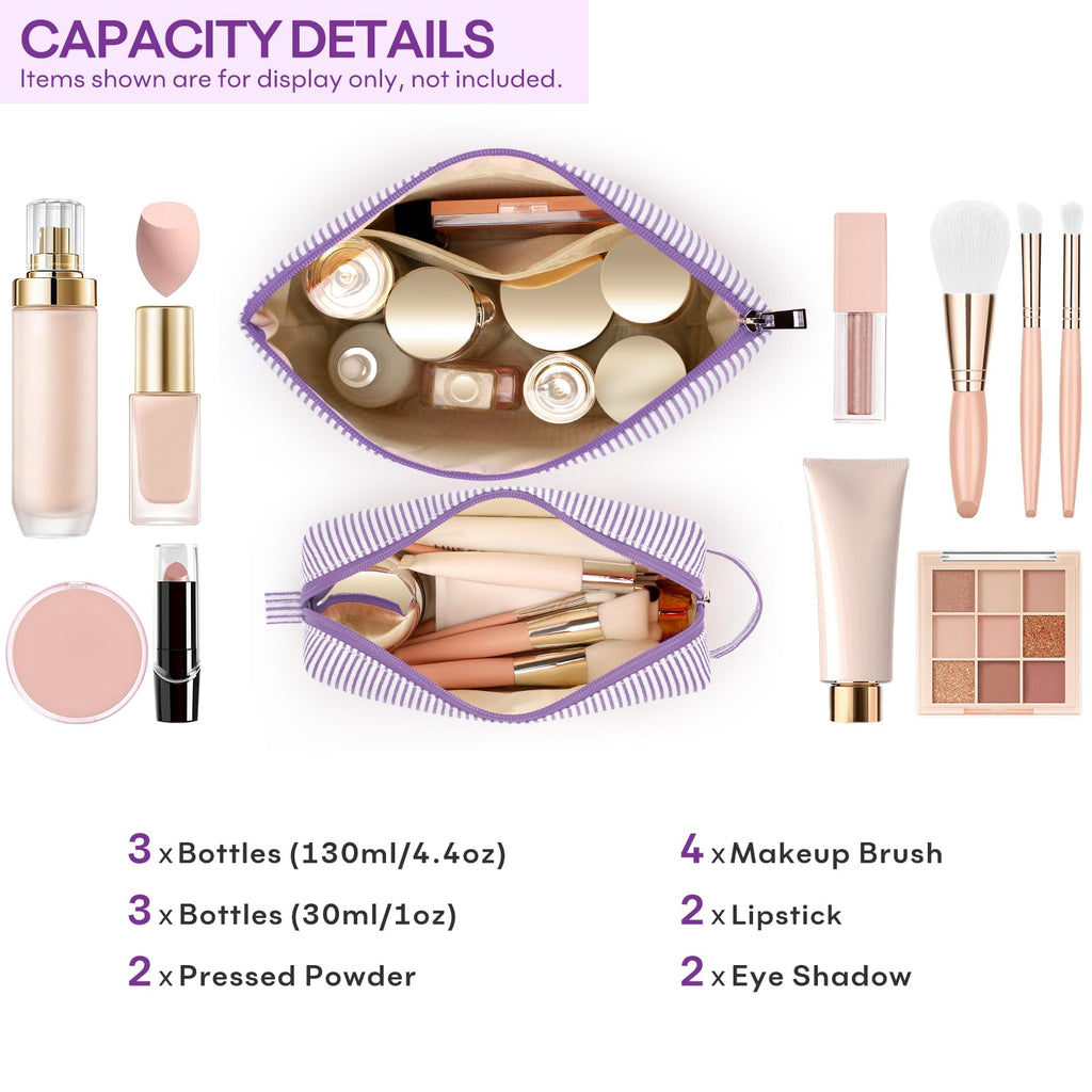 2 PCS Initial Makeup Bags for Women: Cosmetic Bag for Travel Toiletry - Birthday Gifts for 11 12 13 14 15 16 17 18 Years Old Girl Graduation Teacher Gift- Teen Girl Gifts Trendy Stuff - Purple H