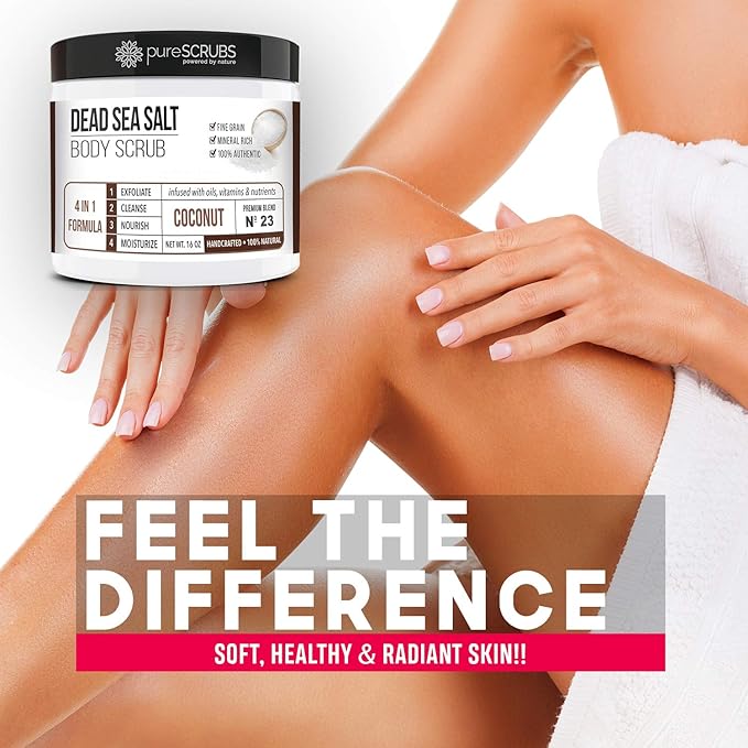 pureSCRUBS Premium Coconut Body Scrub Set, Exfoliating Dead Sea Salt Scrub