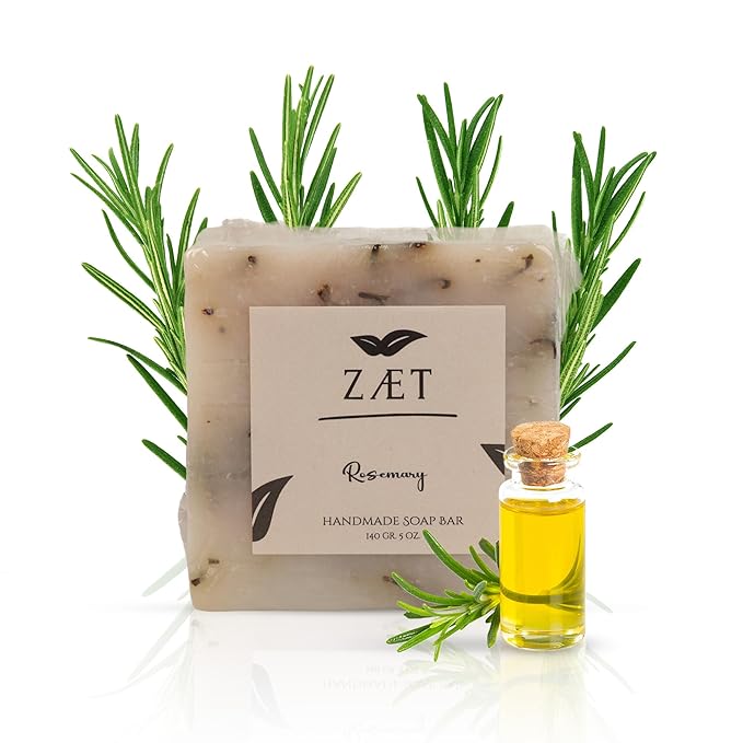 ZÆT 4-Pack Rosemary Bar Soap – Made with Rosemary Leaves, Olive Oil and Coconut Oil - Handmade Soap Bar for Face, Body and Hands - Gently Cleanses and Hydrates All Skin Types- For Men and Women