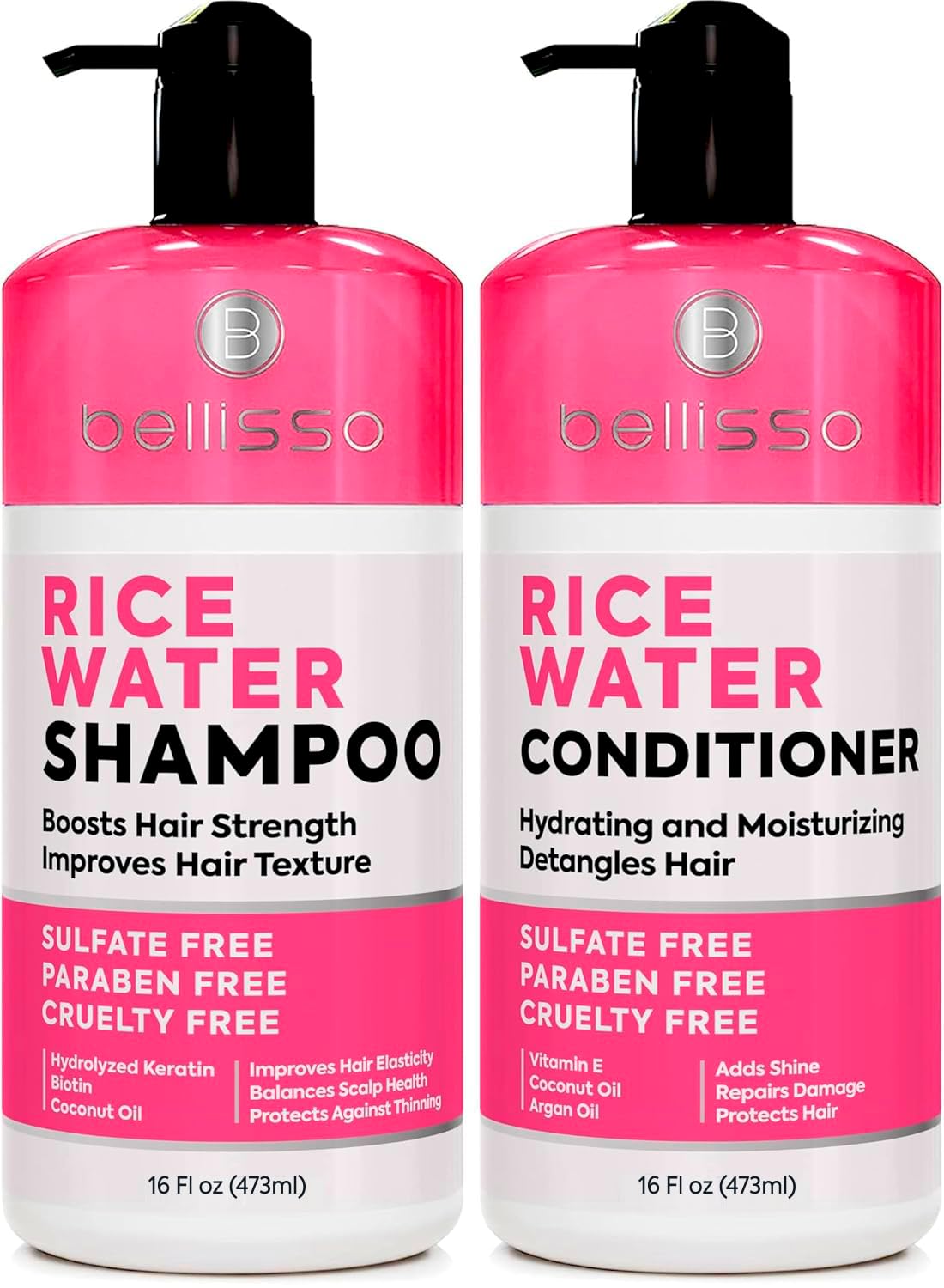 Keratin Shampoo and Conditioner Set - Sulfate Free and Paraben Free - Salon Thickening Treatment for Dry, Damaged, Curly, Frizzy, Straight or Color Treated Hair - Anti Frizz Formula for Women and Men