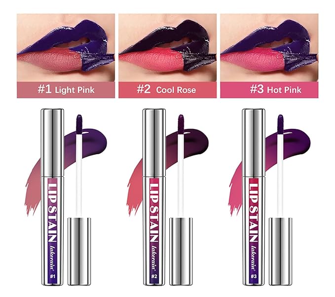 Aseawave 3Pcs Peel Off Lip Liner Lipstick Makeup, Pink Peel Off Lipgloss for Women Magic Lipstick 24 Hours Original Lip Liner Makeup Stain (#D, 1 Count (Pack of 3))
