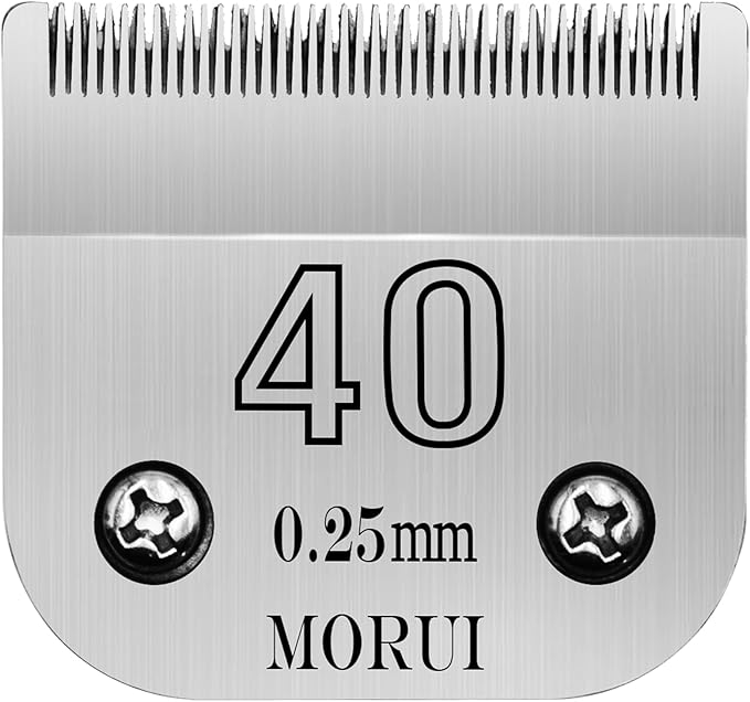 morui 40 Cut Length 1/100"(0.25mm) Detachable Pet Dog Clipper Blades UltraEdge Series Clipper Blades for Dog Grooming Compatible with Most Andis,Oster A5 Wahl KM Series Clippers