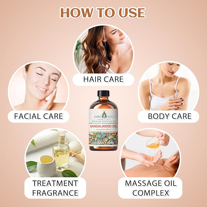EVOKE OCCU Sandalwood Essential Oil for Skin Care, Diffuser & Candle Making