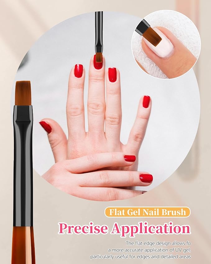 AMilHiTon 3PCS Nail Polish Clean Up Brush, Round/Flat/Angled, Orange Black