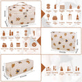 Gosect 3PC Makeup Bag Set, Quilted Makeup Bag, Large Floral Cosmetic Bag for Women, Cute Cotton Makeup Bags, Flower Travel Toiletry Organizer Bag (Bear)