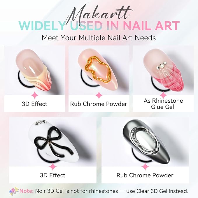 Makartt 3D Nail Gel, 2 Pcs Clear & Noir Sculting Gel for DIY Nail Designs