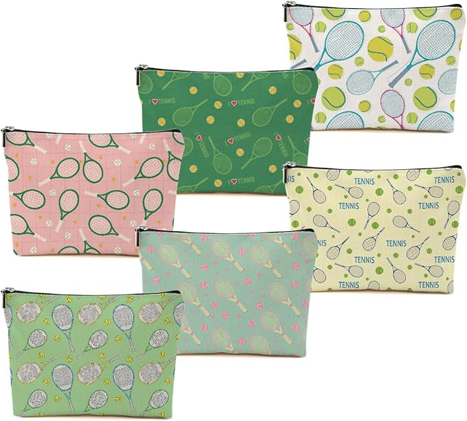 6 PCs Inspirational Tennis Makeup Bag Accessories Cosmetic Bag