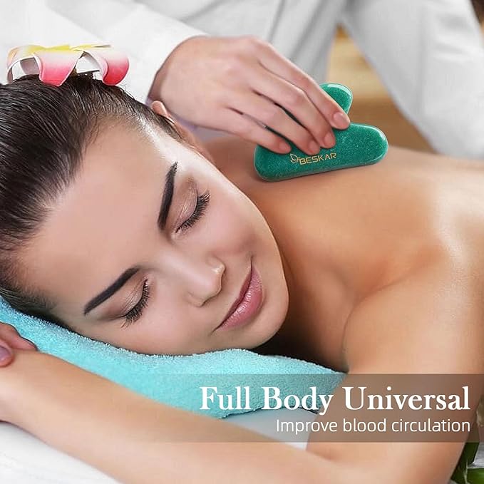BESKAR Gua Sha Facial Tools, Natural Jade Stone Guasha Massager