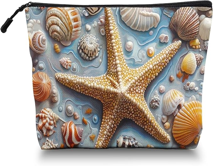 Scribesense Cosmetic Bags Travel Makeup Toilet Case Waterproof Pouch for Women Girls 6.7X9.45inches - The Enchanting Allure of Marine Treasures