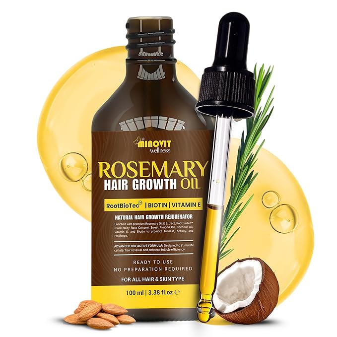 Gutaderme Rosemary Oil For Hair Growth (3.4 Fl Oz) Infused With Biotin, Vitamin E, Almond Oil & Coconut - Hair Strengthening, Nourishing & Volumizing