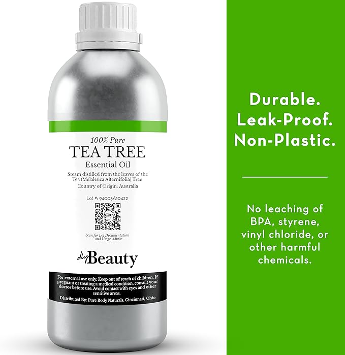 Bulk Tea Tree Oil for Skin & Hair, 32 oz - 100% Pure Organic Melaleuca Oil