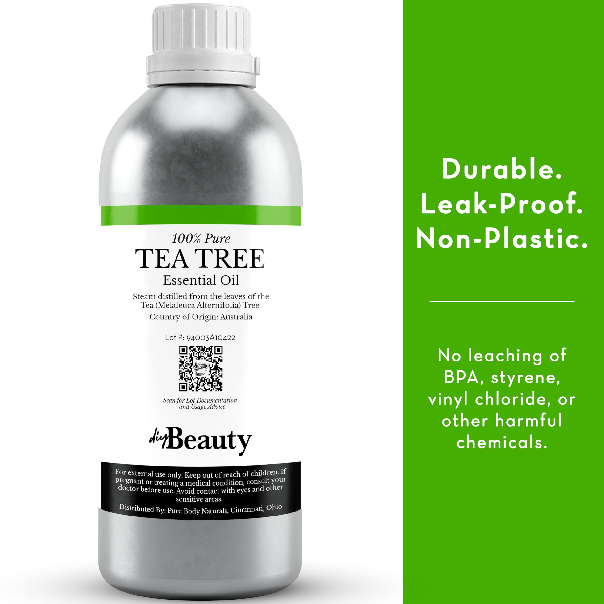 Organic Tea Tree Oil - 8oz Bulk, 100% Pure for Skin, Hair & Scalp