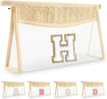 UIXIZQ Personalized Initial Letter Bag Boho Straw Clear Makeup Bag,Small Cute Chenille Varsity Letter Pouch With Zipper,Beach Travel Toiletry,Portable Monogrammed Cosmetic Bag for Women Girls,H