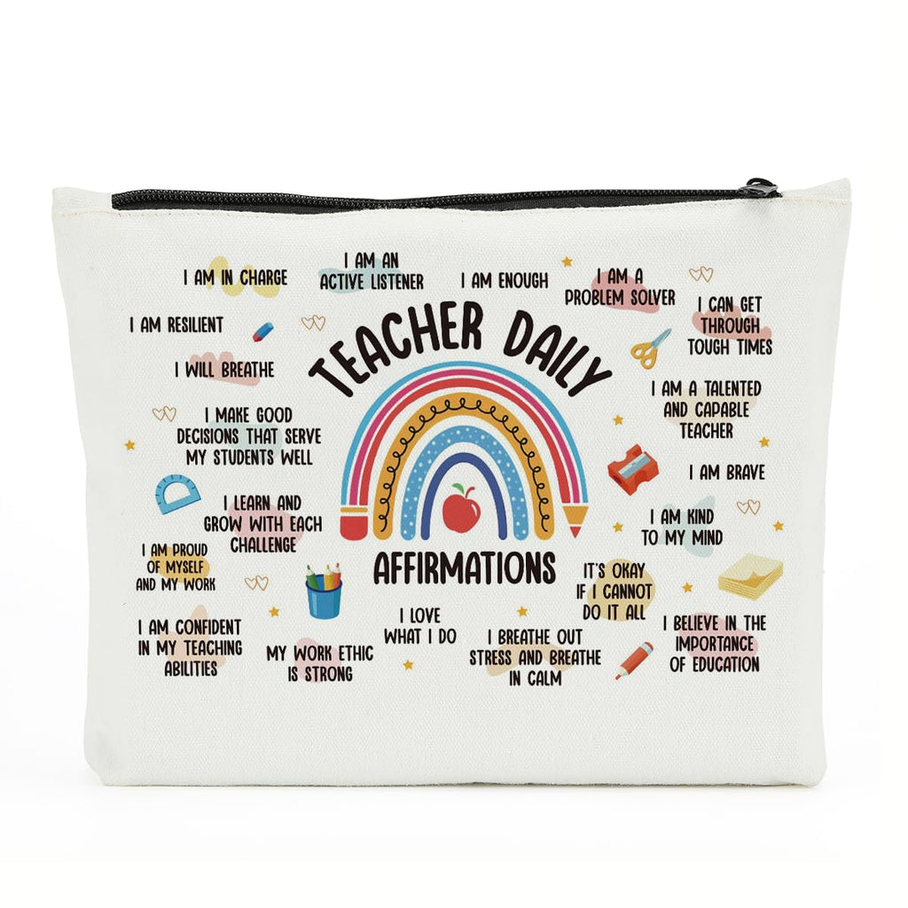 Rainbow Makeup Bag - Teacher & Mentor Gifts, Mental Health & Inspirational Gifts for Women, Positive Affirmations