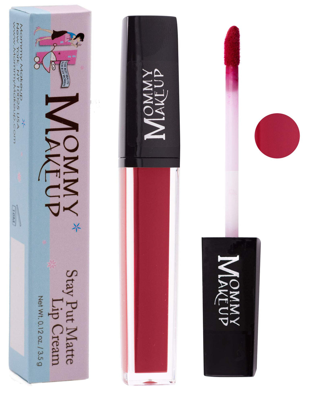 Mommy Makeup Stay Put Matte Lip Cream, Kiss-proof Lipstick (Roxie)