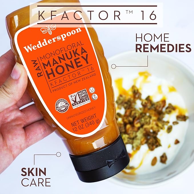 Wedderspoon Raw Manuka Honey 150+ MGO, 12 Oz, Squeeze Bottle, Unpasteurized New Zealand Honey, Non-GMO, BPA-Free Jar, Superfood & Natural Wellness Support