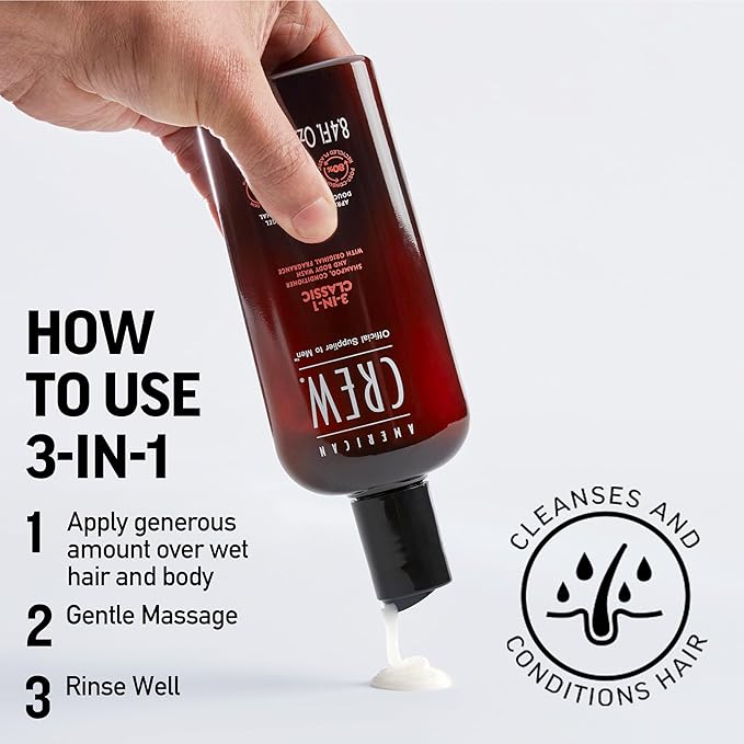 American Crew 3-in-1 Shampoo & Body Wash, Classic, 8.4 fl oz