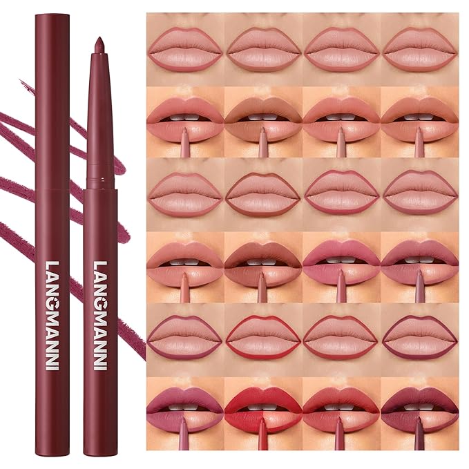 12Pcs Matte Retractable Lip Liner Set, Assorted Nude Shades Makeup Kit