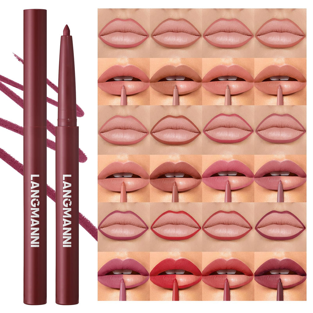 12Pcs Matte Retractable Lip Liner Set, Assorted Nude Shades Makeup Kit