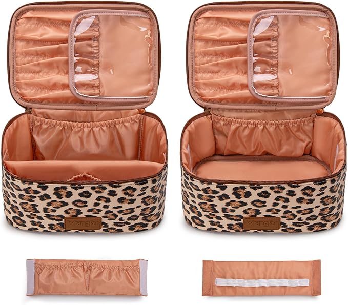 Wrangler Travel Makeup Bag 2pcs Set Cosmetic Bag with Makeup Brush Holder