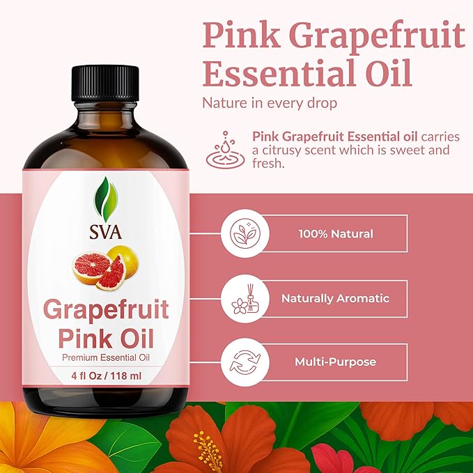 SVA Pink Grapefruit Essential Oil with Dropper, 4 Fl Oz (118 ml)