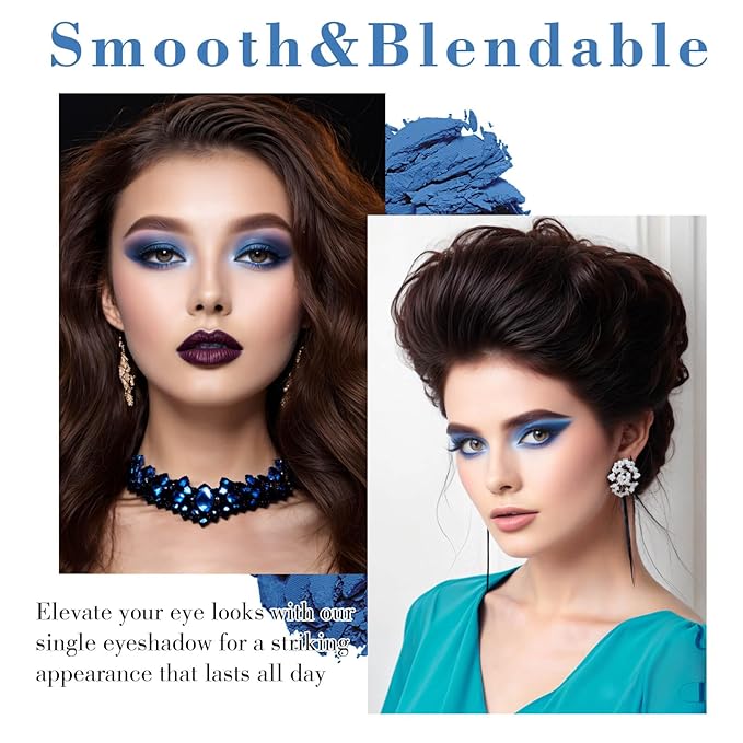 MEICOLY Single Blue Eyeshadow with Mirror and Mini Brush,Matte Halloween Sally Avatar Makeup Eye Shadow Powder,Waterproof Eyeshadow Palette,Talc-Free,High Pigment,Long Lasting Eye Makeup