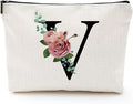 Comanro Initial A-Z Personalized Letter Makeup Bag, Monogrammed Bridesmaid Presents Cosmetic Bag, Portable Stationary Storage Organizer Pouch, Friendship LoveTravel Makeup Bags