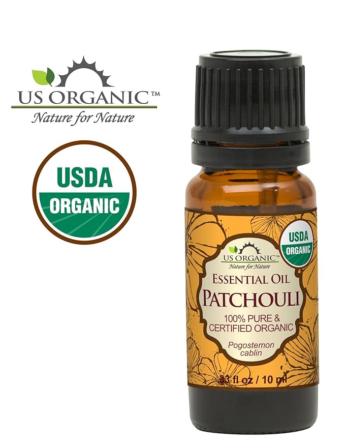 US Organic 100% Pure Patchouli Essential Oil - USDA Certified Organic, Steam Distilled - W/Euro droppers (More Size Variations Available) (10 ml /.33 fl oz)
