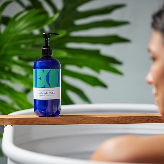 EO Shower Gel, 16 Ounce (Pack of 2), Grapefruit and Mint, Body Wash made with Essential Oils for Men and Women