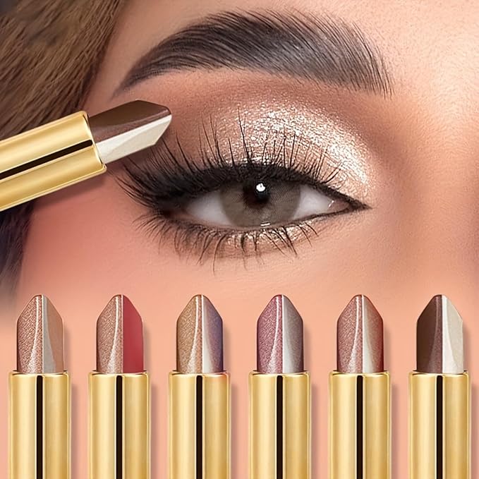 MooGlamor 6 Pcs Glitter Two-Color Eyeshadow Stick Set for Women Eye Makeup