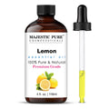 Majestic Pure Essential Oil with Glass Dropper - 100% Pure and Natural - Essential Oils for Diffuser, Aromatherapy, Soap and Candle Making, Lemon Essential Oil, Lemon Oil, 4 Fl Oz
