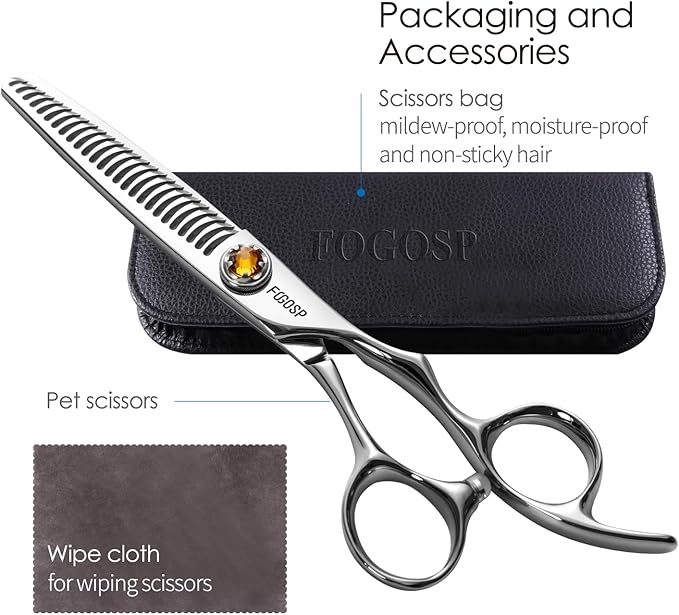 FOGOSP Thinning Shears for Hair Cutting Extremely Sharp Japan VG10 Steel Hairdressing Scissors for Barbers Salon Stylists CNC Craftsmanship Smoothing Cut Barber Scissors for Women Men (Blending Shear)