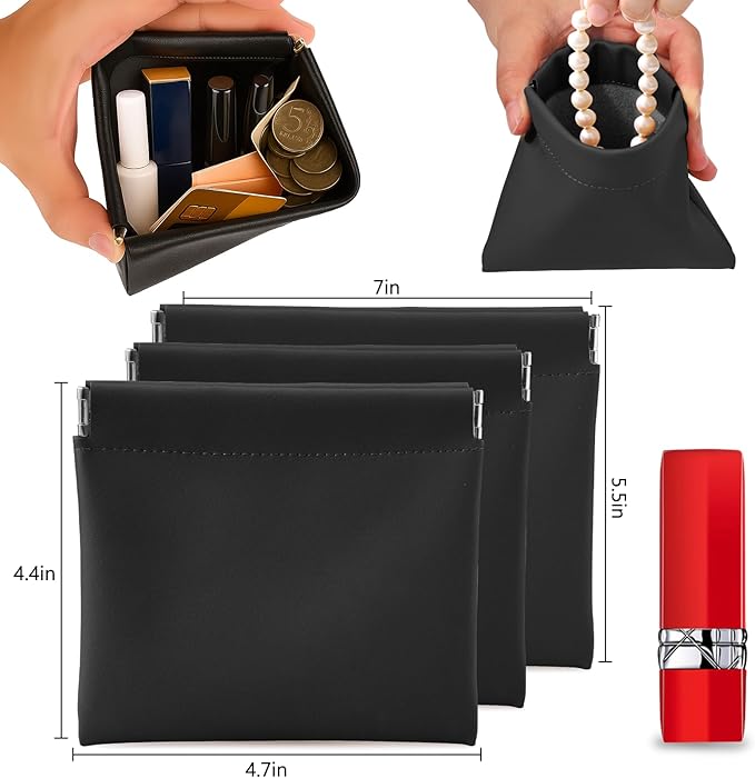 BUSOHA 3 Pack Small Makeup Bags for Purse - Coin Purse for Women