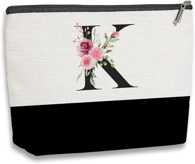 kdxpbpz Initial Makeup Bag, Personalized Gifts for Women, Personalized Makeup Bag, Bridesmaid Gifts, Cosmetic bags for Women (Letter K)