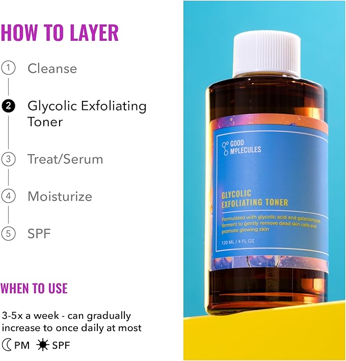 Good Molecules Glycolic Exfoliating Toner, AHA Toner for Face, 4 fl oz