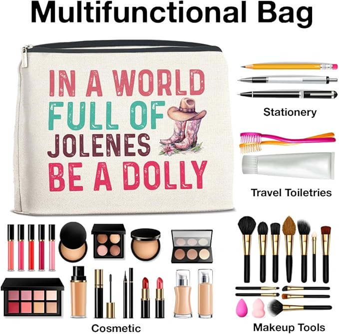 UPNEGE Dolly Fans Gifts Western Country Music Makeup Bag for Women