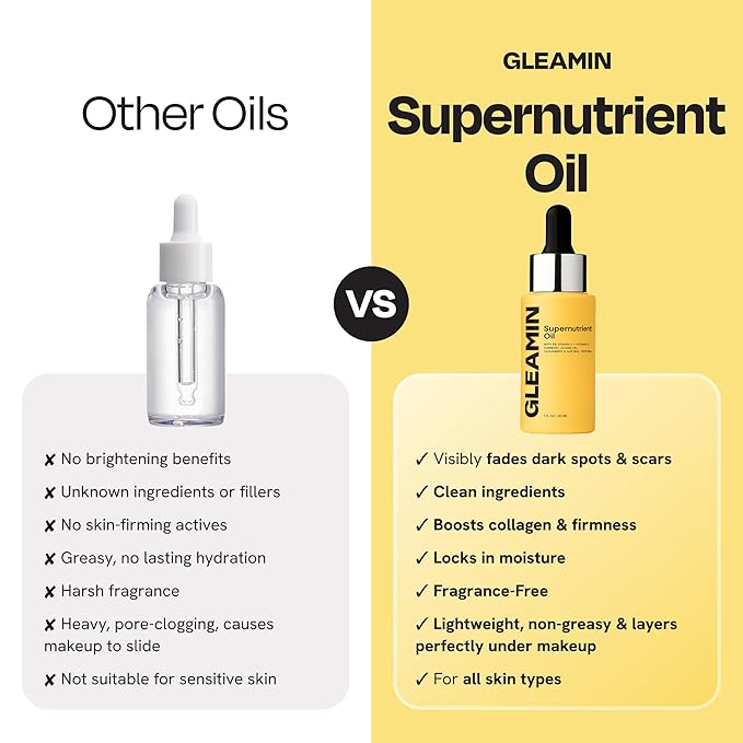 Gleamin Supernutrient Facial Oil, 3% Vitamin C with Jojoba Oil, 1 fl oz