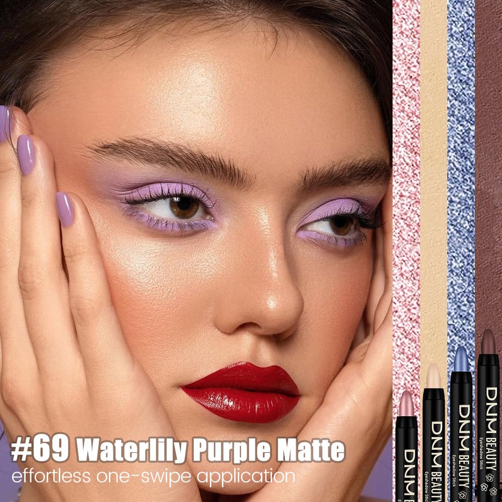 IATMOMOD Lavender Purple Matte Cream Eye Shadow Stick Makeup for Women, Matte Eyeliner Pencil Eyeshadow Brightener Stick for Eyes, Waterproof Eyeshadow Applicator Blendable sombras para ojos 69#