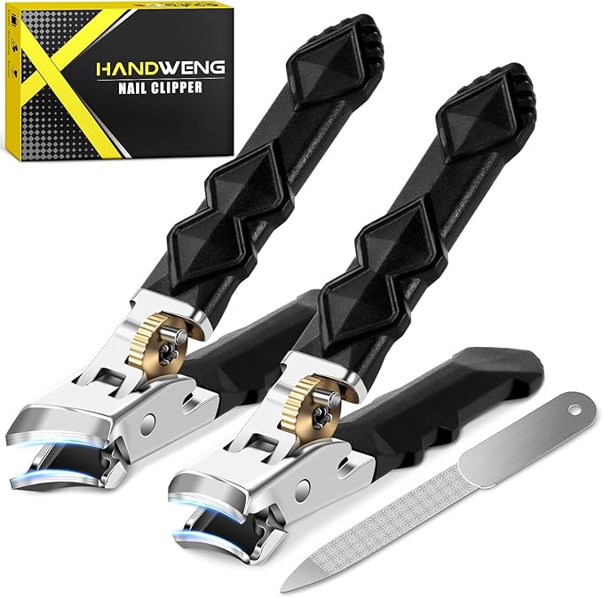 Toenail Clippers for Thick Toenails, Slanted Nail Clippers for Men, Heavy Duty Ingrown Toenail Clippers Nail Cutters, Ultra Sharp Wide Jaw Opening Nail Clippers with Long Handle