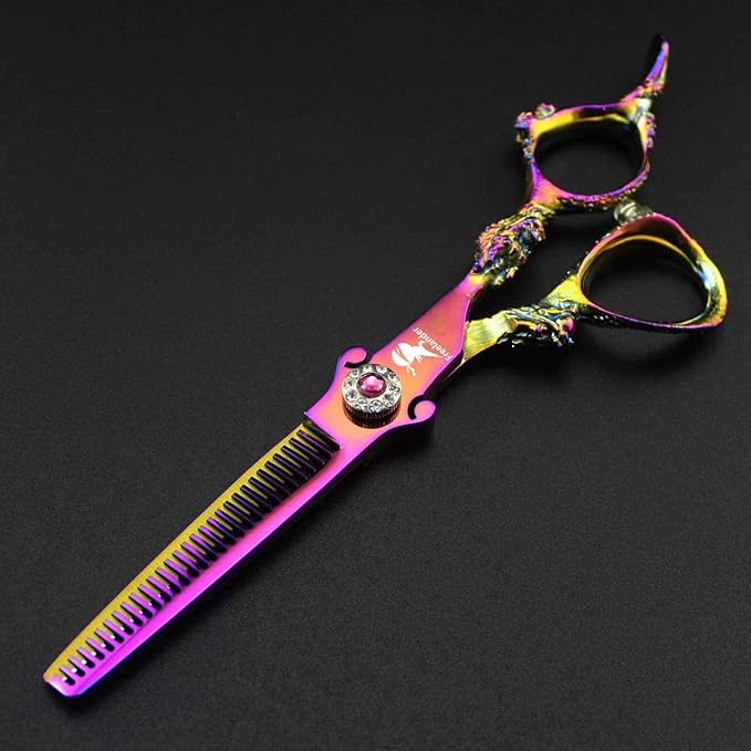 ROCOCO 6 Inch Hand Sharpened Hair Cutting Scissors Set with Case - Rainbow