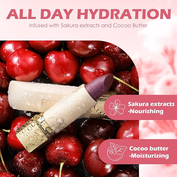 FOCALLURE Moisturizing Lipstick,Color Changing Tinted Lip Balm,Hydrating PH Lip Balm with Creamy Texture,Long Lasting High Pigmented Lip Stain,Charoite