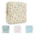UIXIZQ Waterproof Mini Floral Makeup Bag Pouch for Purse,Nylon Flower Cosmetic Bag Small Preppy Toiletry Organizers Bag for Women Girl,Cute Zipper Pouch Coin Purse for Work(Mini Light Yellow-Flowers)