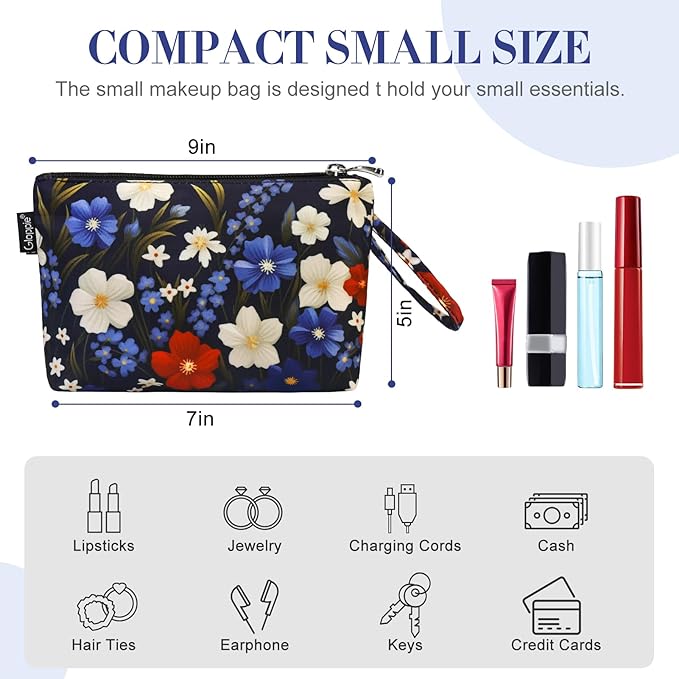 Gloppie Makeup Bag Small Cosmetic Bag for Purse Make up Pouch for Women