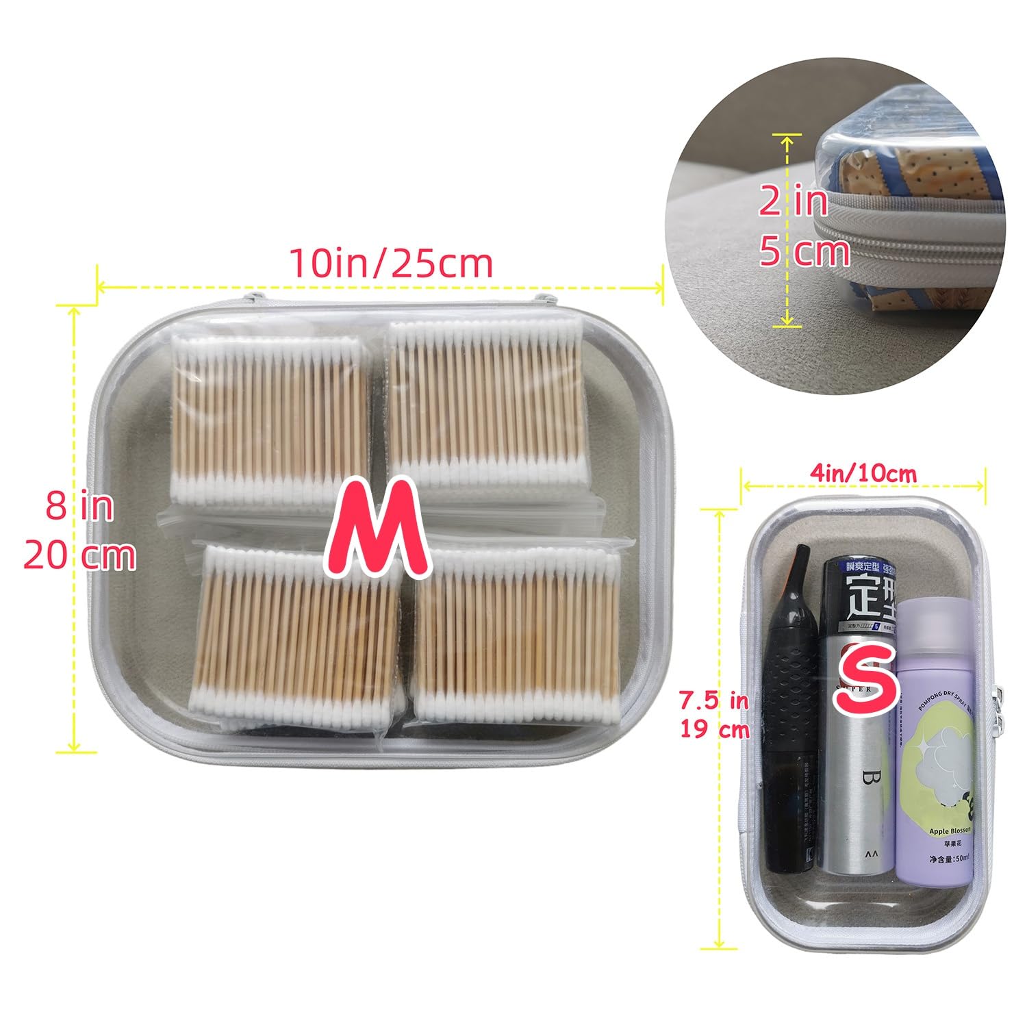Clear Hard Shell Zipper Case Upgraded Thicker Transparent Pencil Case Toiletry Pouch, Clear Zipper Pouches Hard Shell Travel Organizer, Cosmetic Bag, Lidded Storage Bins Playroom Toy Bin (SS)