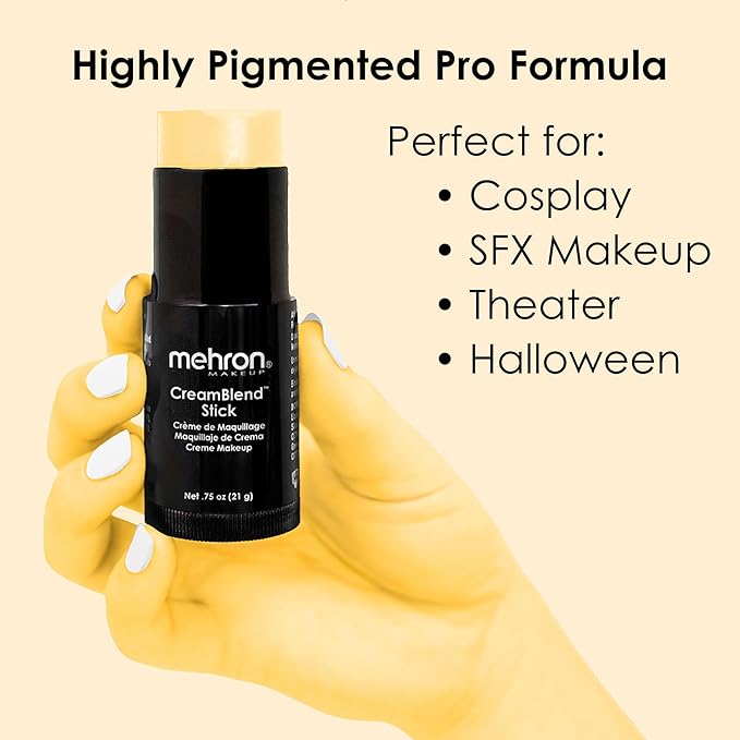 Mehron Makeup CreamBlend Stick - PASTEL YELLOW, Cream Face Paint