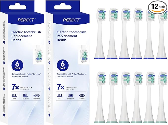PERECT Replacement Toothbrush Heads for Philips Sonicare, 12 Pack