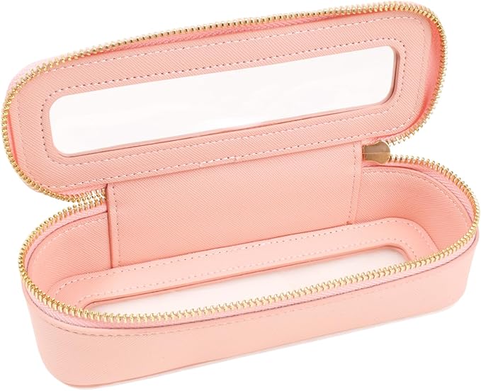 FFpaw Clear Makeup Bag, Small Makeup Bag TSA Approved Toiletry Bag Cosmetic Travel Bag Cute Makeup Bag Organizer Makeup Case Pouch Car Essentials for Women Men (Slim Pink)