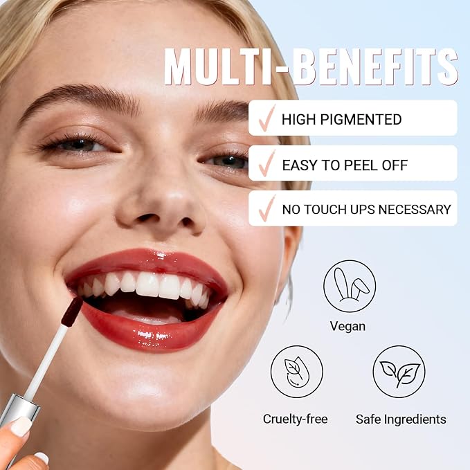 Vevivia Beauty Lip Stain - Lip Liner Stain, Long Lasting Peel Off Lip Stain, Natural Peel Off Lip Liner Stain with Tweezer, Easy to Use, Waterproof, Smudge-proof, Transfer-proof, Nude Pink